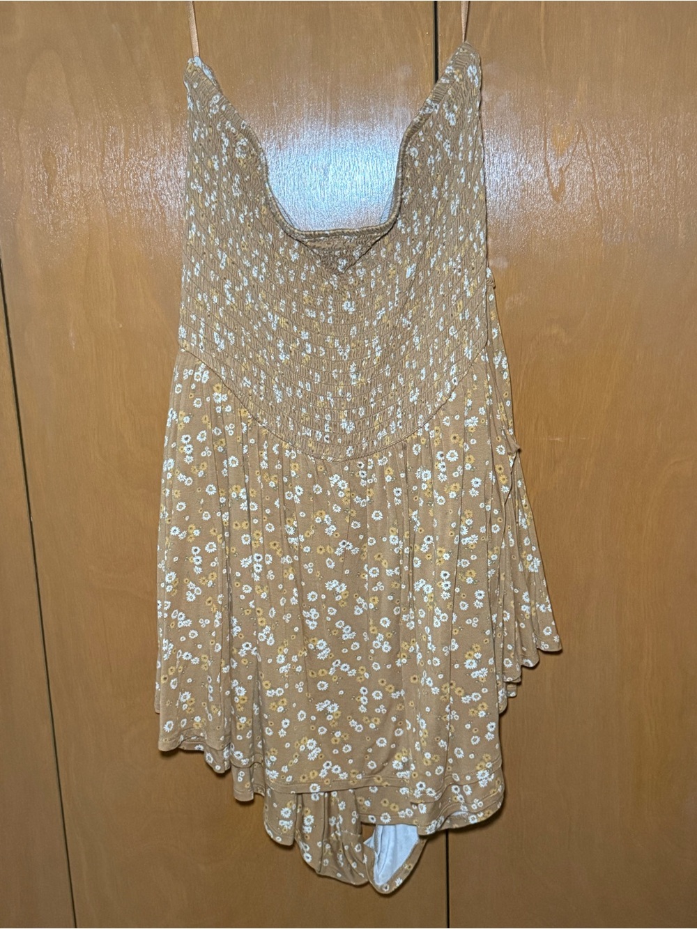 Women’s Floral Smocked Romper in Tan